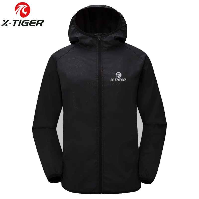 Черный X-TIGER, женская летняя, тонкая, с защитой от ультрафиолета, ветрозащитная, для велоспорта, Джерси, для горного велосипеда, Windcoat, солнцезащитная, походная куртка, одежда для велоспорта - Цвет: Черный