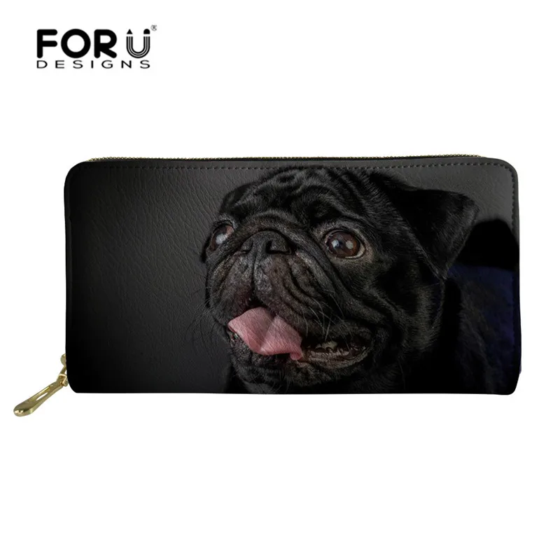 FORUDESIGNS/женские кожаные кошельки с Мопсом, большой объем, на молнии, для путешествий, Длинный кошелек, сумки для женщин, сумка для денег, клатч, сумка для мобильного телефона - Цвет: Z3053Z21