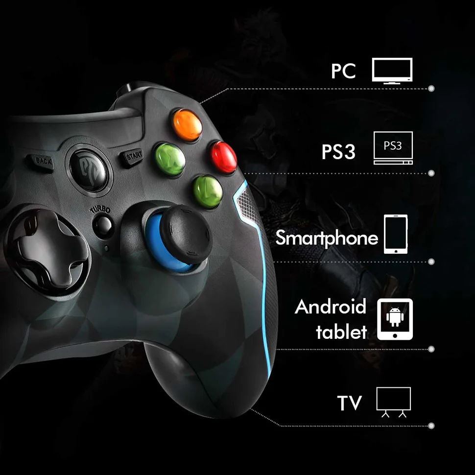 EasySMX ESM-9013 Беспроводной геймпад Джойстик для ПК PS3 ТВ коробки Андроид-смартфона Контроллер с кнопкой TURBO