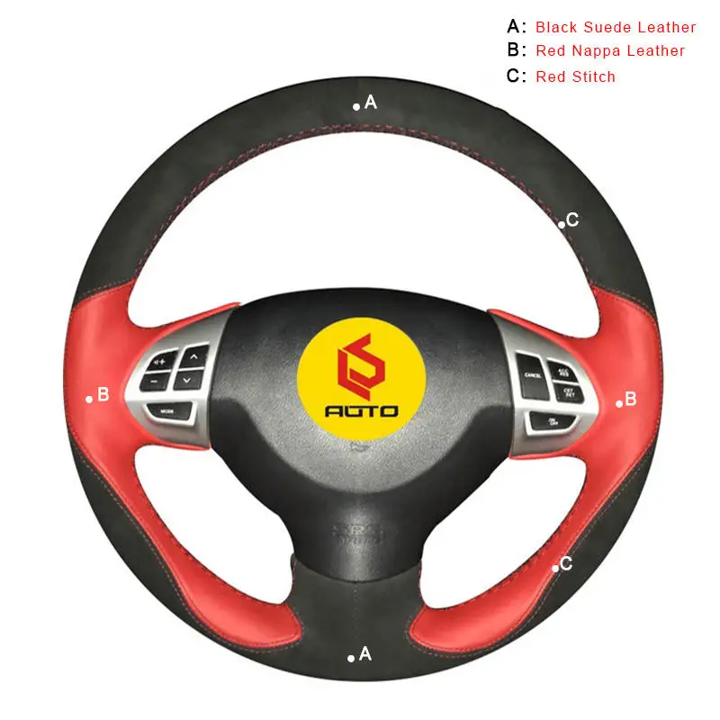 Nappa and Suede Оплетка автомобиля на крышке рулевого колеса для Mitsubishi Lancer X 10 2007- Outlander 2006-2013 ASX 2010-2013 Ручная прошитая крышка - Название цвета: Nappa and Suede