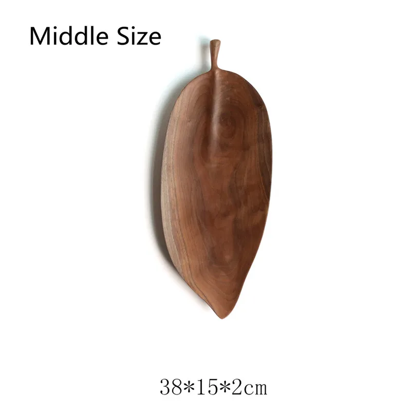 JJ1435G38x15CM Грецкий орех, Резиновая деревянная тарелка, фруктовое блюдо, тарелка, чайный поднос, десертный ужин, хлеб, лист, узор, деревянная тарелка, поддоны для хранения - Цвет: JJ1435G38x15CM