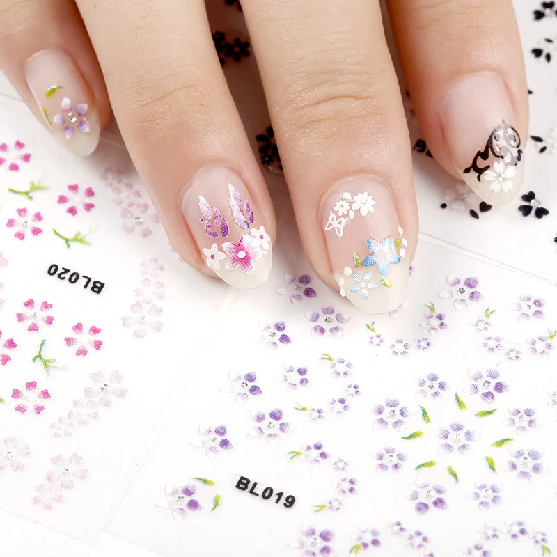 Blueness 30 листов/Лот Красочные Цветочные наклейки для дизайна ногтей смешанный