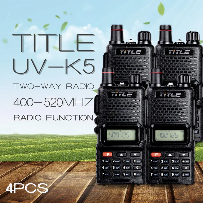 (4 шт.) черное портативное радио KSUN UV-K5 двухдиапазонное УВЧ 400-520 МГц fm-радио