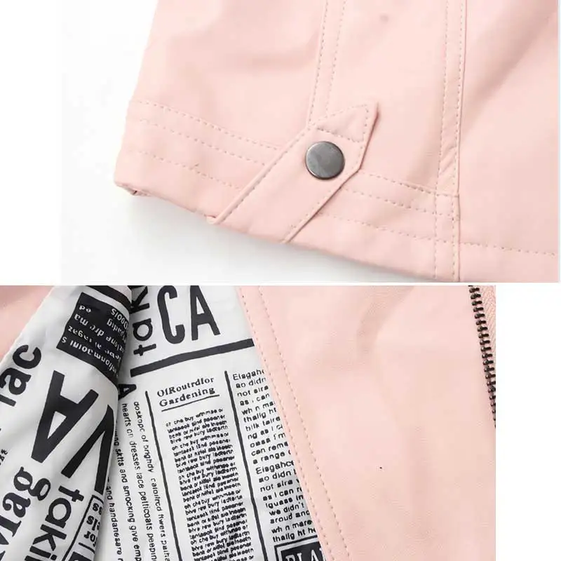 Куртка из искусственной кожи для девочек черное красное розовое мягкое пальто