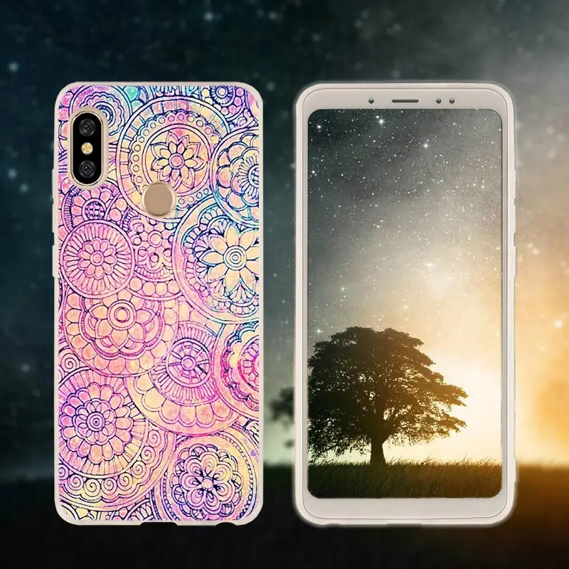 Silicone 1 Чехол для телефона для Xiaomi redmi Примечание 8 iPhone 7 6 plus 5 iPad Pro Чехол redmi 7 8 6pro 6a s2 5a 4a 4x y3 5plus 7A Винтаж Мандала с цветочным узором - Цвет: Silicone 1