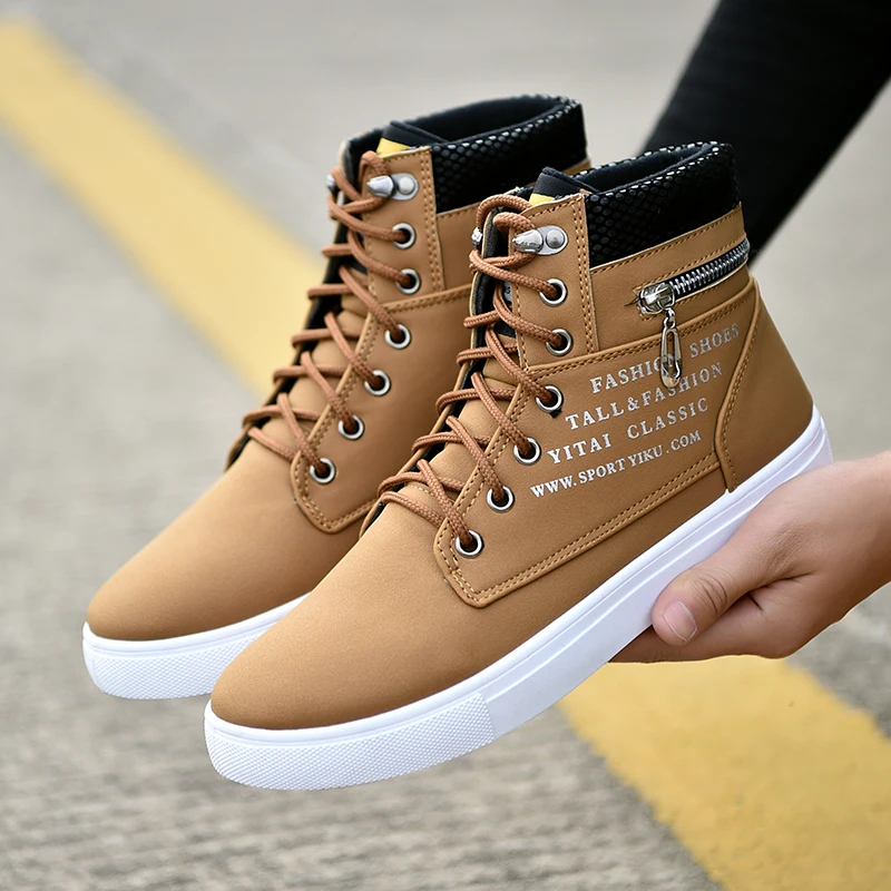 ZYYZYM Men Shoes Casual High Lace-Up Style Rubber Fashion Trend Sneakers Male | Обувь