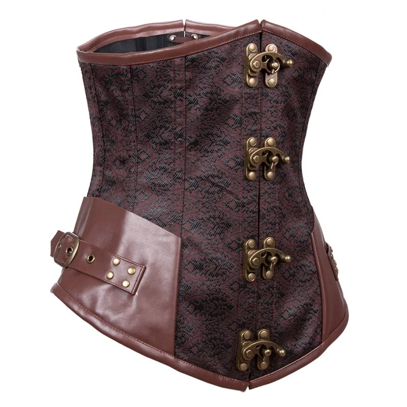 Новый коричневый женский корсет под грудью обтягивающие корсеты на завязках для