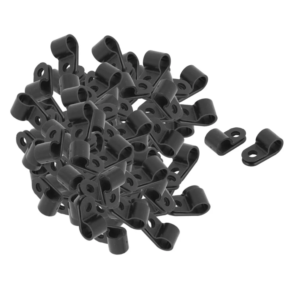UXCELL 100 шт. черный пластиковый зажим типа R для кабеля диаметром 7 8 мм проволочный