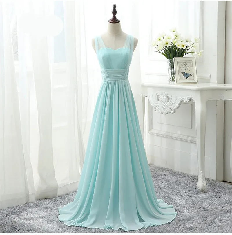 Custom Made Size Color Long Mint Green Bridesmaid Dress Royal Blue Pink Chiffon Vestido Cheap Dresses Sweet Memory | Свадьбы и