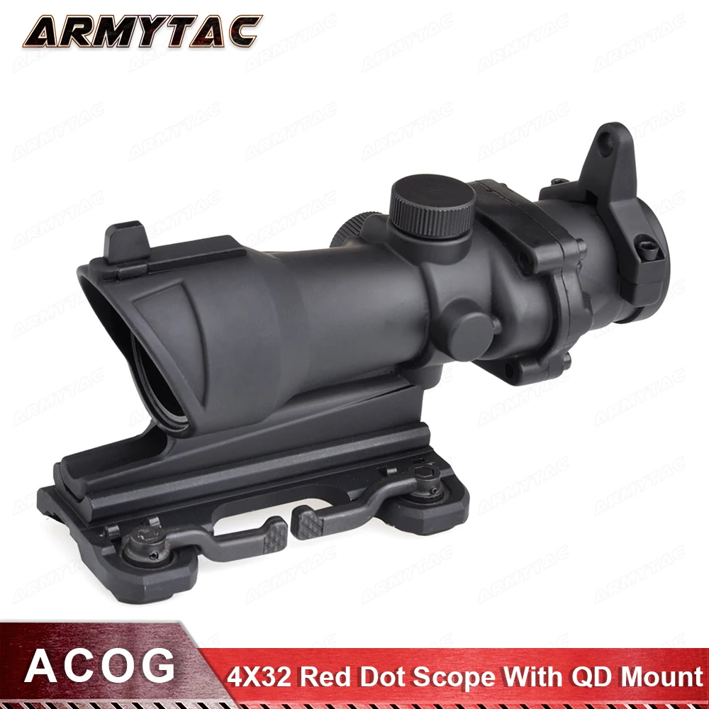 Тактический Оптический прицел Triji ACOG 4x32 в красную точку железный оптический