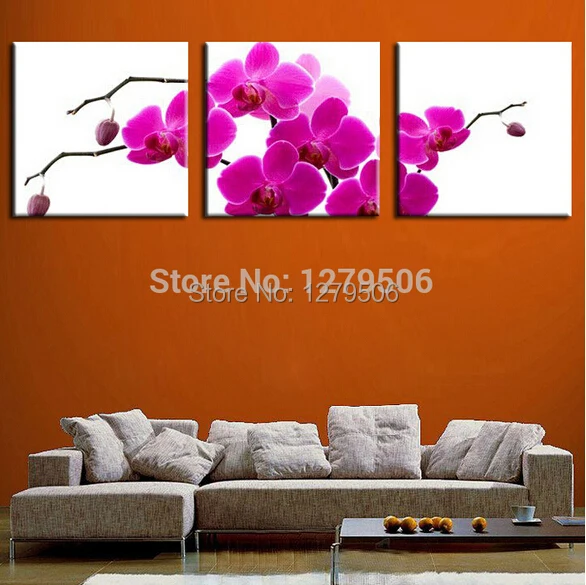 Ручная работа 3 шт. картина маслом на холсте Настенная красивая Дендробиум для
