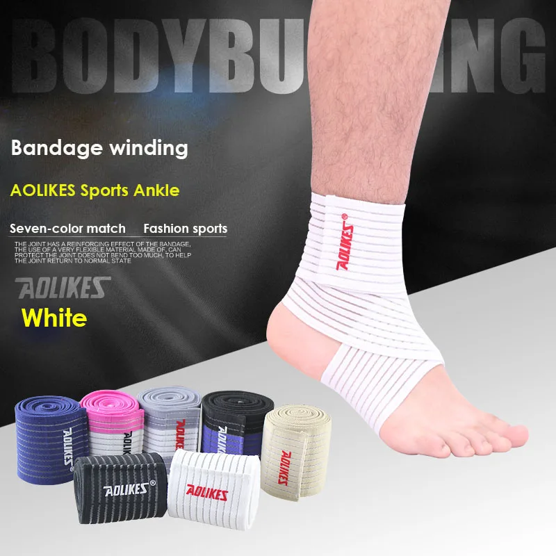 White AOLIKES, поддержка лодыжки, для мужчин и женщин, спортивная защита лодыжки, защита лодыжки, эластичный Фиксатор лодыжки, 70 см, профессиональный, компрессионный, спортивный - Цвет: White