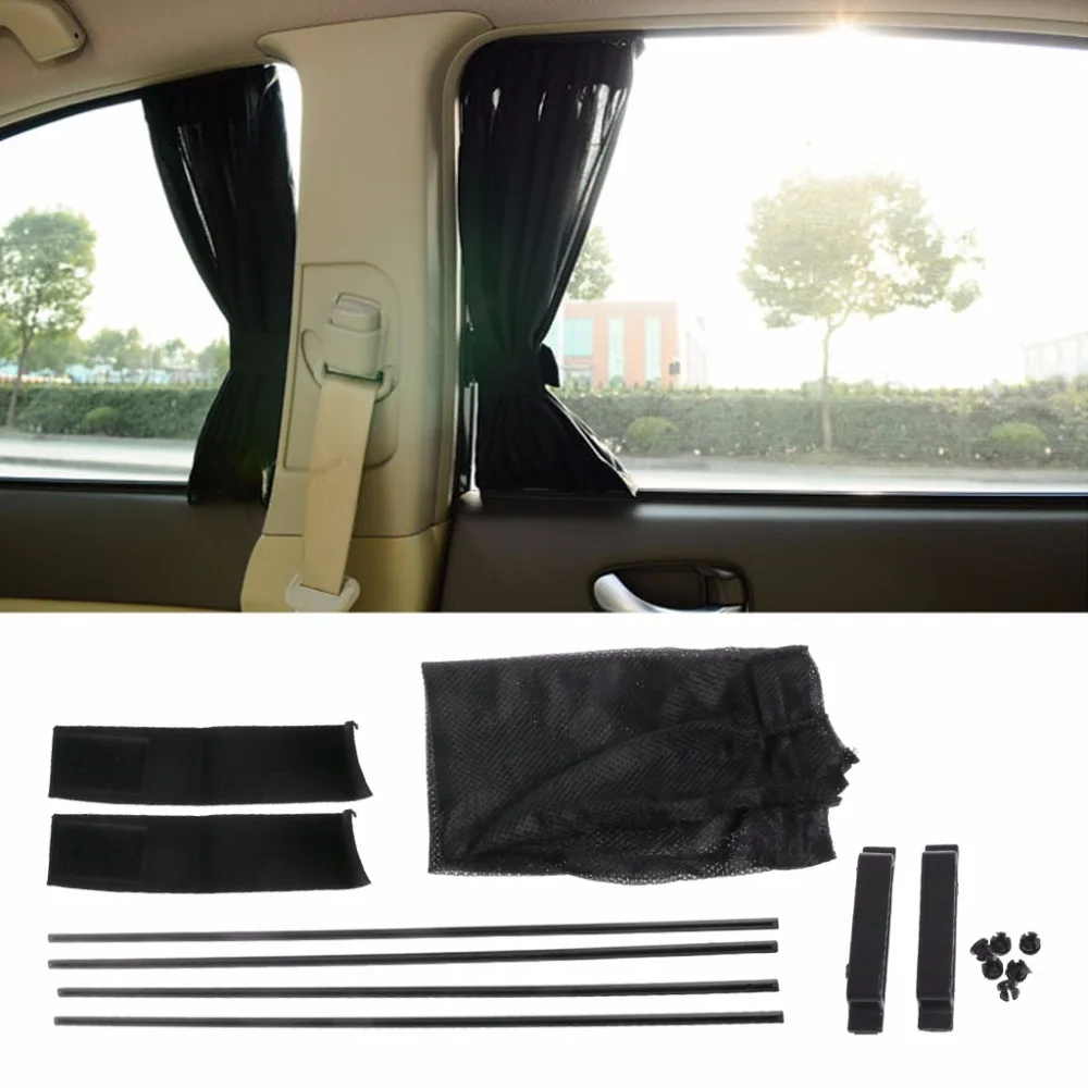 

1Pc Universal Black Mesh Interlock VIP Car Window Curtain Sunshade Visor UV Block 50x47cm C45