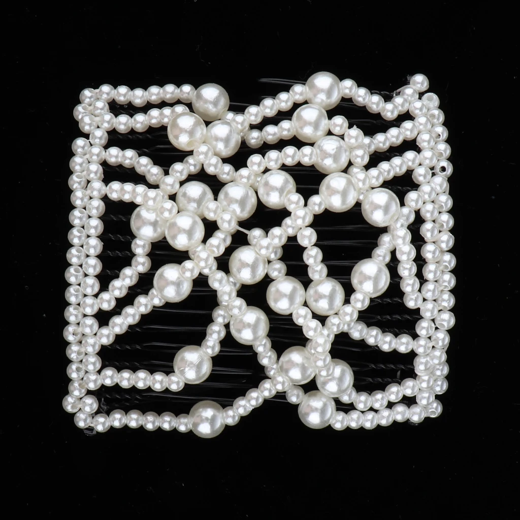 2019 модная двойная расческа для волос с белыми жемчужинами бабочками эластичная