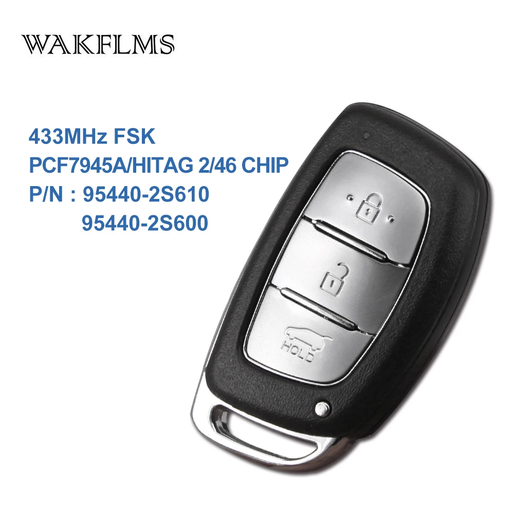 3 btns дистанционный смарт-ключ автомобиля 433 МГц для HYUNDAI IX35 с PCF7945A HITAG 2 46 чип 95440-2S610 95440-2S600