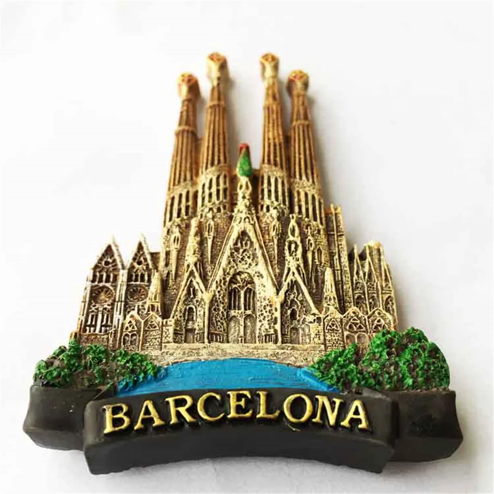 

New Sagrada Familia Barcelona Spain Fridge Magnets Resin Handmade 3D Magnetic Refrigerator Sticker Travel Souvenirs