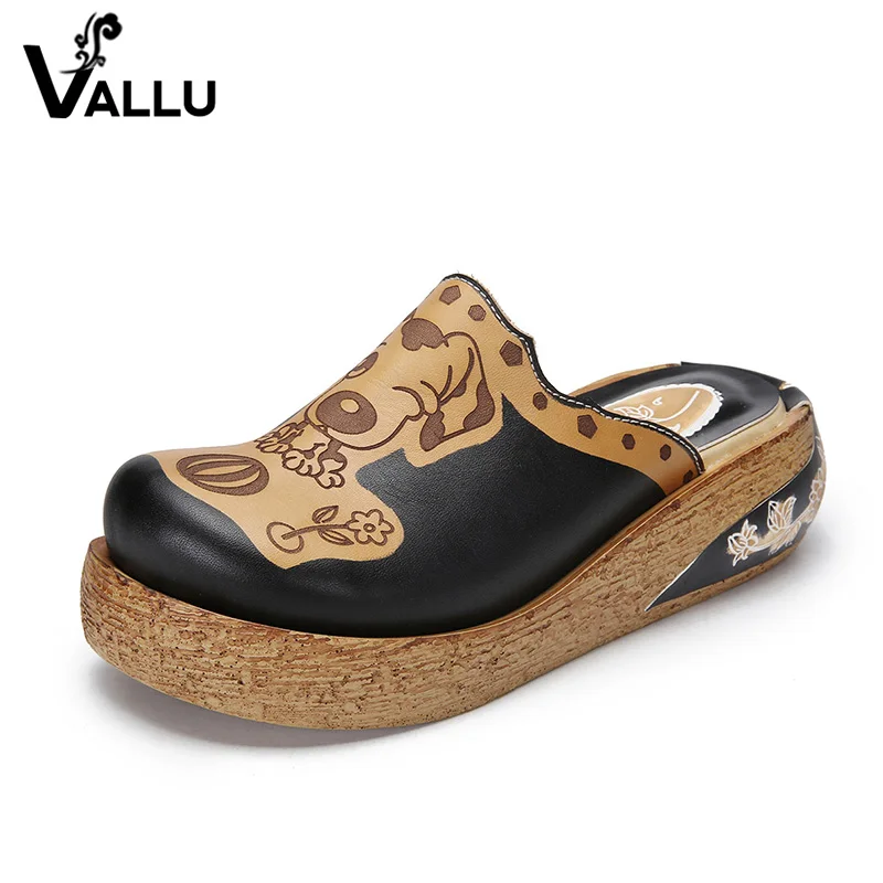 Женские шлепанцы на плоской платформе VALLU мягкие и удобные из натуральной кожи с