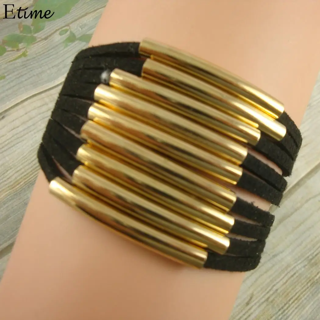 Suede Women Multilayer Men Copper Tube Bracelets Jewelry | Украшения и аксессуары