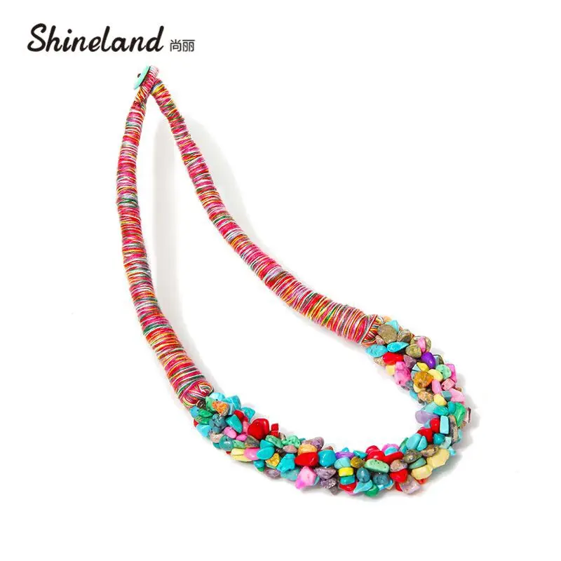 

Shineland Hot Sale Boho Jewelry for Women Multi-Color Natural Stone Choker Collar Necklace Beaches Gift Collier Trendy Bijoux