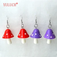 yuluch 2018 fashion woman sweet fresh handmade plastic simulation mushroom earring jewelry accessories gift