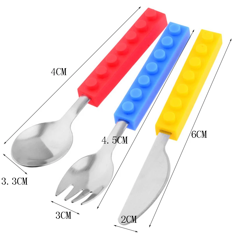 QuickDone Bricks Fork Silicone Stainless Steel Kids Travel Child Portable Picnic Tools Children Cute Dinnerware CKC1437 | Дом и сад
