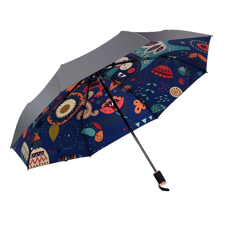 

Зонт женский складной с мультяшным рисунком кота, непромокаемый солнцезащитный козырек от дождя, с защитой от УФ-лучей