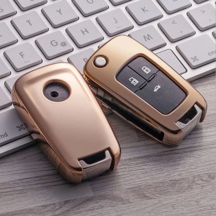 C-Gold Складной чехол для ключей из ТПУ для Chevrolet Cruze Aveo TRAX Opel Astra Corsa Meriva Zafira Antara ASTRA J Mokka Insignia - Название цвета: C-Gold
