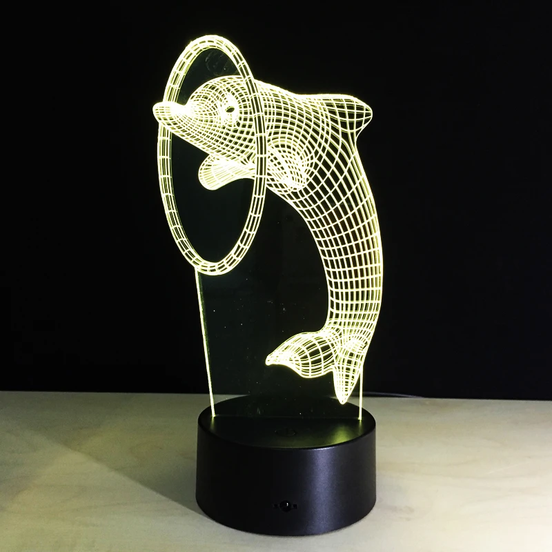 Cute dolphin 3D Table Lamp LED Colorful Dog Nightlight Kids Birthday Gift USB Sleep Lighting Home Decoration with 7 Colors | Лампы и
