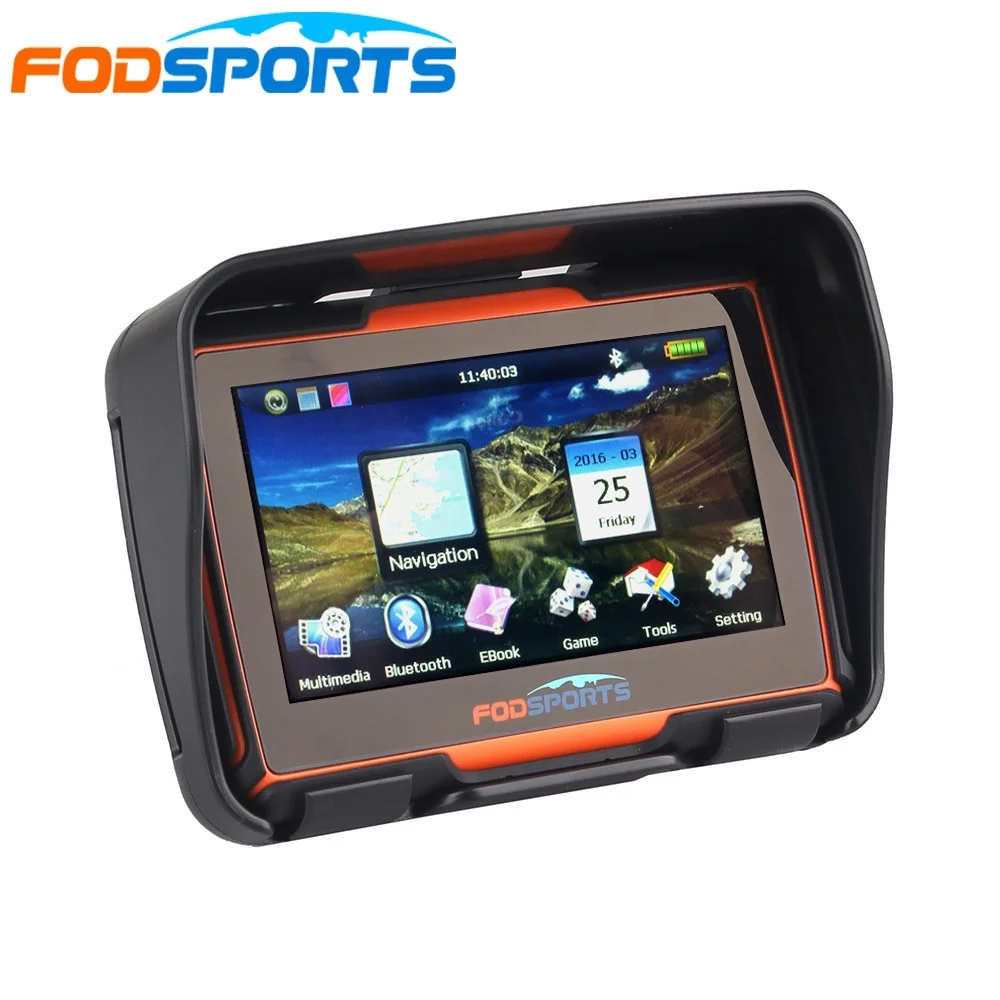 Fodsports 4 3 дюймов мотоциклетная навигация 8 Гб 256RAM IPX7 водонепроницаемый мото GPS
