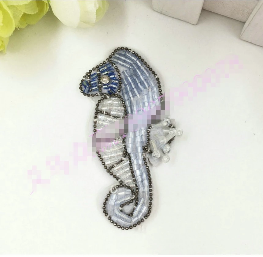 Seahorse fish leaves Rhinestones beaded brooch patches applique sew on beading qpplique clothes shoes bags decoration patch DIY | Дом и сад