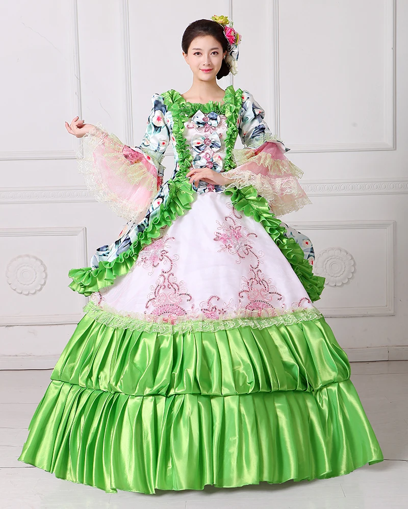 Совершенно новое зеленое платье для бала маскарада с цветочным принтом Южная