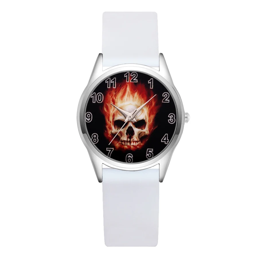 

Cartoon skeleton skull style Children's Watches Women's Students girls Boys Quartz Soft Silicone strap Wrist Watch JC16