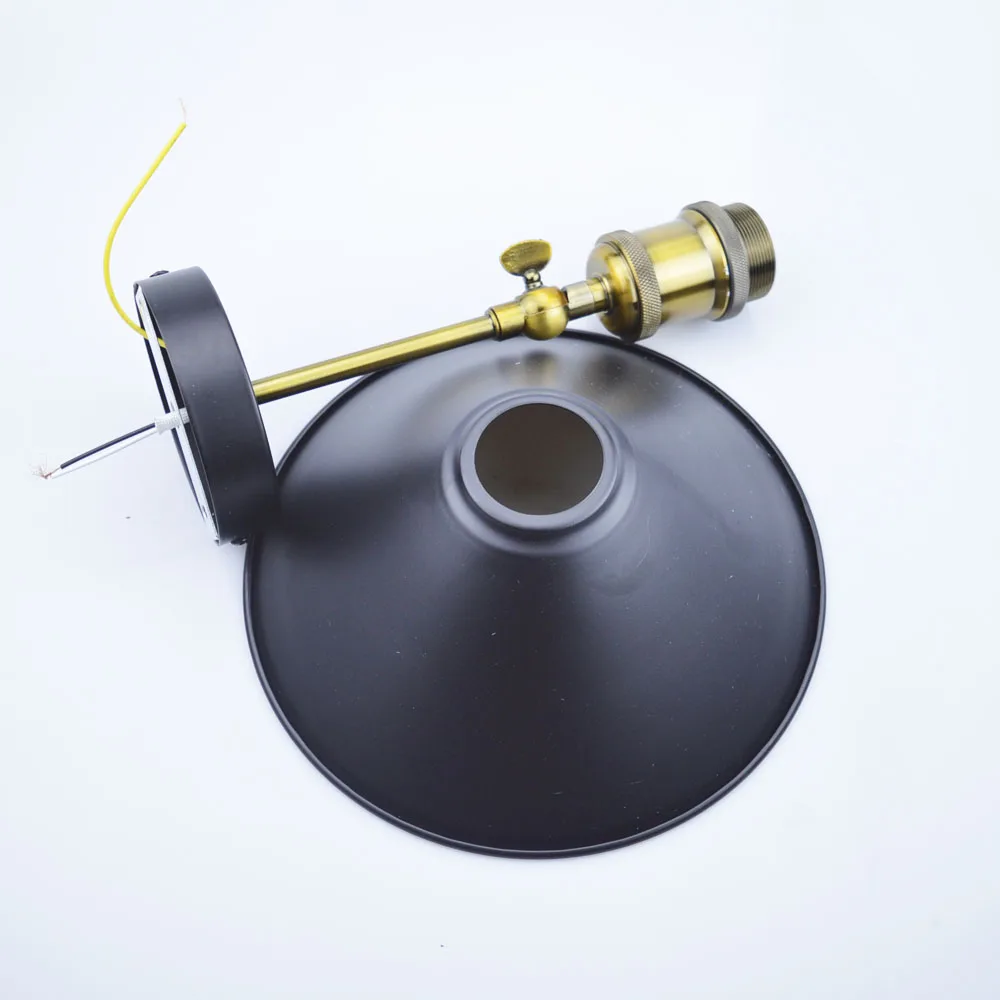 GLW прихожая коридор настенный светильник железный арт винтажный черный абажур