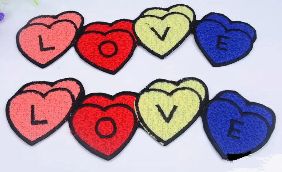 5pcs/lot LOVE heart shape transfer Patch Embroidered Floral Patches Iron on/sew on Hairpin clothes bag decorative applique | Дом и сад