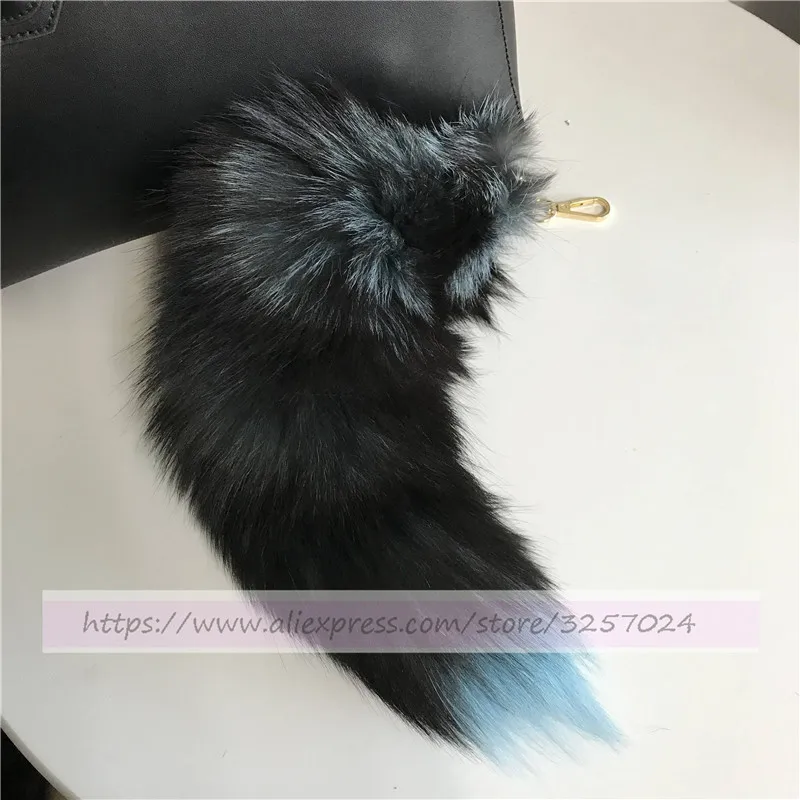 Turquoise Magicfur-1 шт. 40 см цветная подвеска для ключей сумок из натурального меха серебристой лисы, брелок для косплея, подвеска с кисточками, аксессуары - Цвет: Turquoise