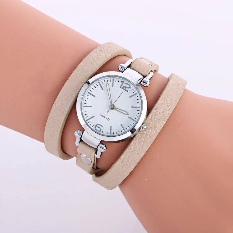 Модные Повседневные Женские кварцевые наручные часы тройные кожаные женские