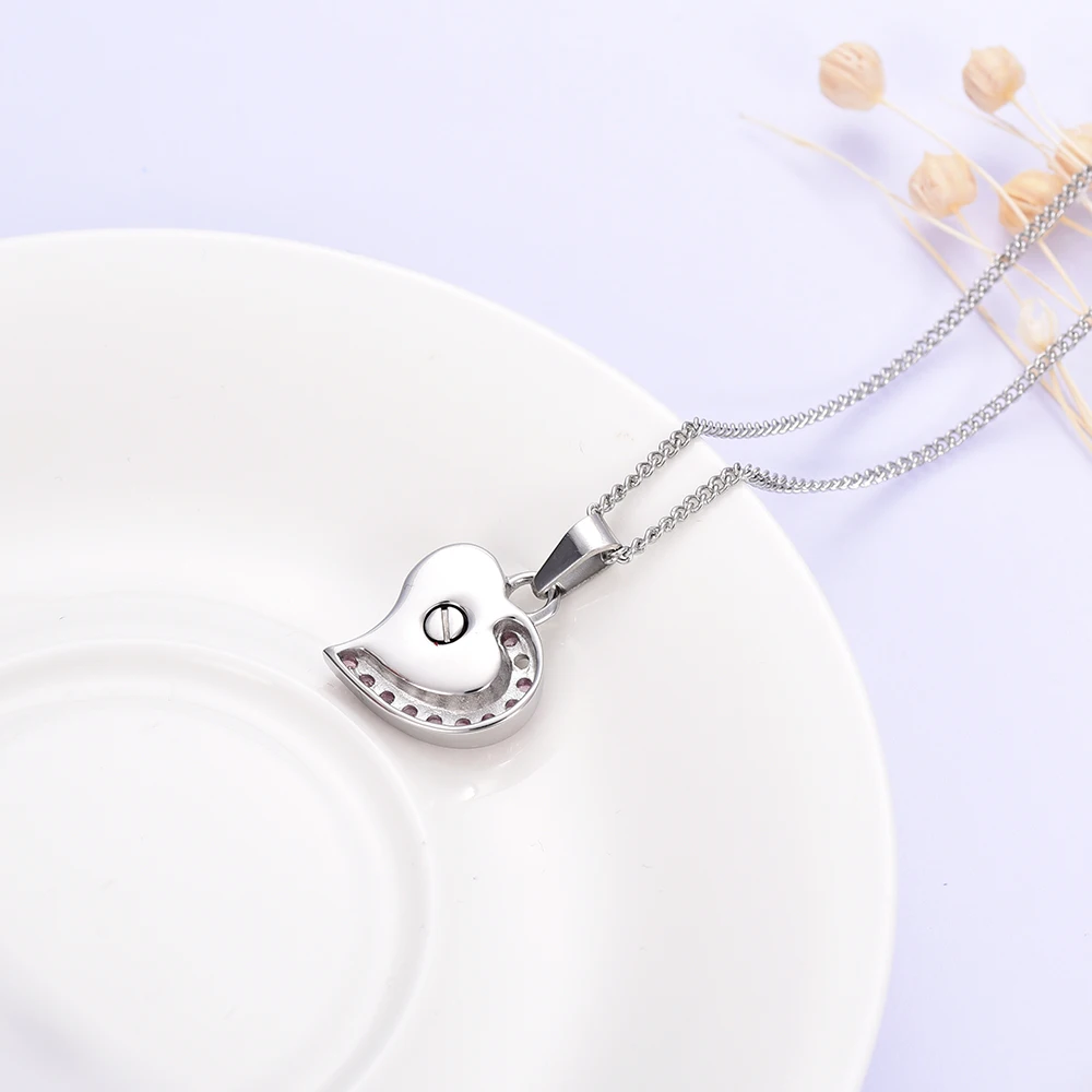 Jewelry For Ashes Crystal Heart Cremation Urn Pendant Stainless Steel Keepsake Urns Necklace Pet Dog Memorials Gift for Women | Украшения и