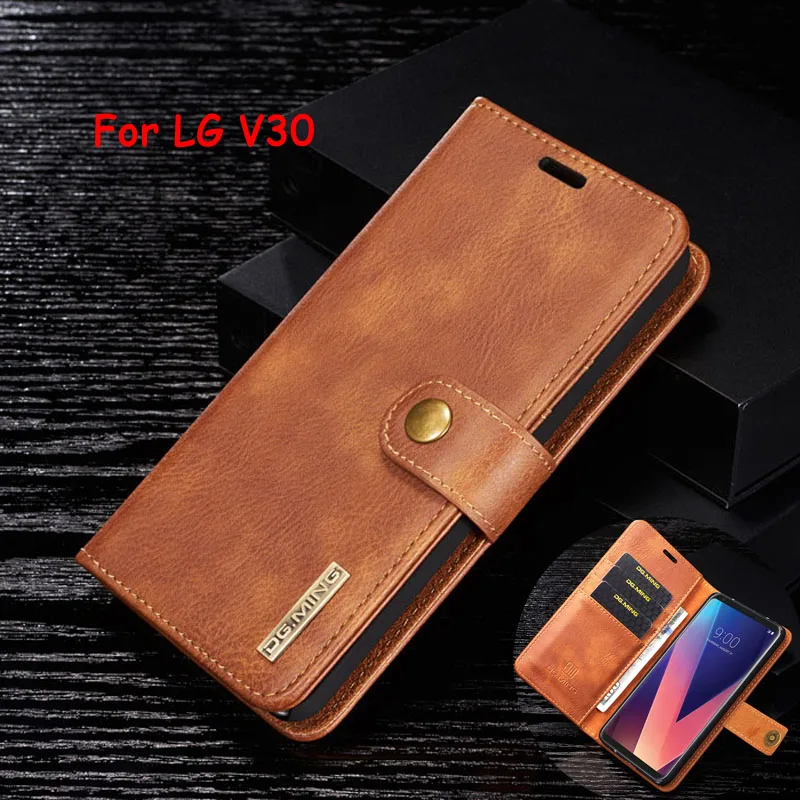 Чехол книжка DG Ming из натуральной кожи роскошный многослойный бумажник для LG V30