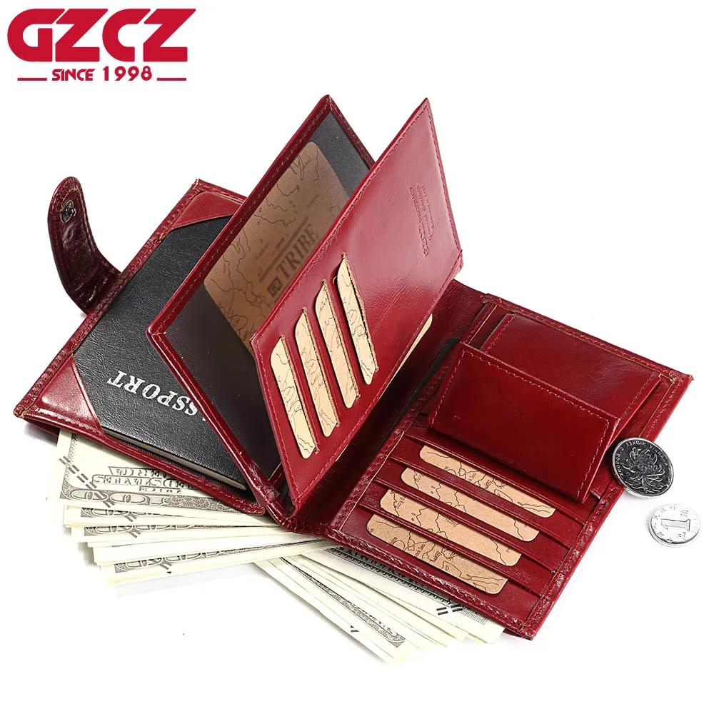 GZCZ пояса из натуральной кожи для женщин кошелек женский паспорт держатель для карт Walet зажим для денег портмоне клатч Малый Валле Portomonee