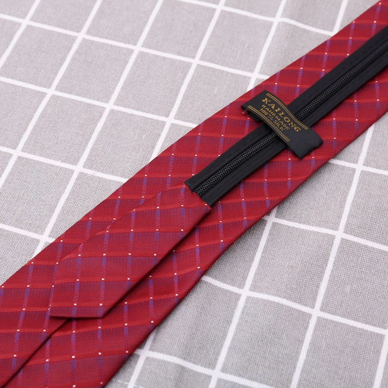 

Mens Pre-tied Adjustable Zipper Tie Necktie Plaid Dot Business Formal Wedding