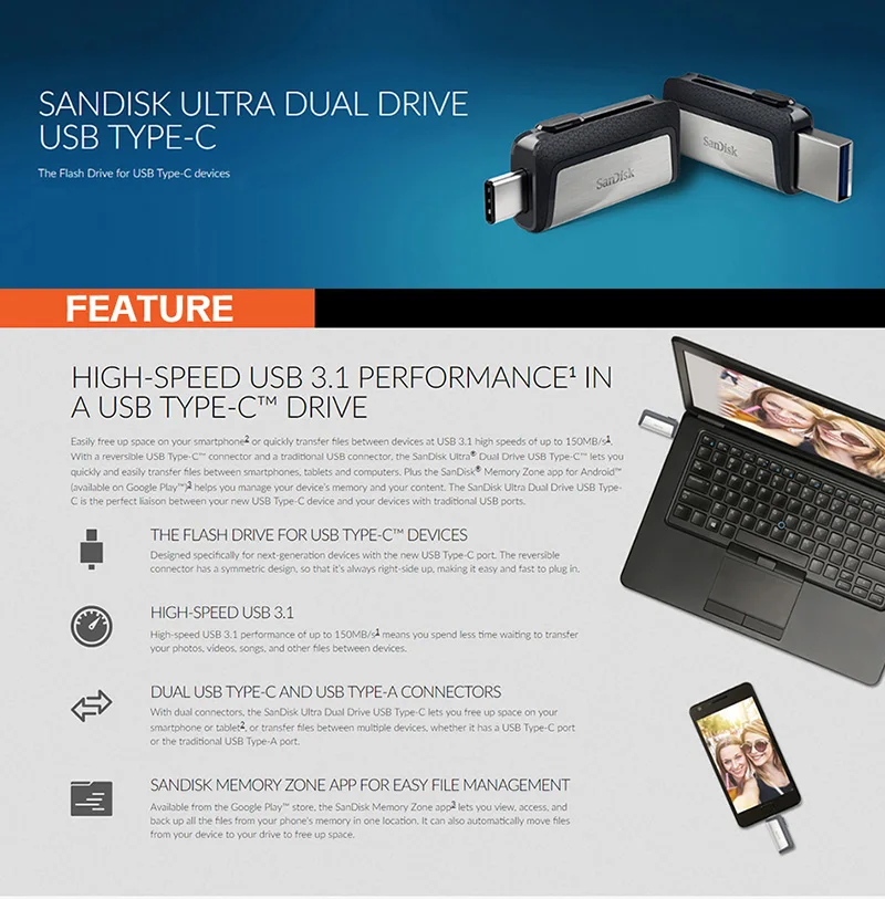 Sandisk флешки 32 GB U диск DUAL накопитель USB флэш-накопитель 128 GB Memory Stick Тип-C OTG USB 3,1 64 GB Высокое качество Usb Stick