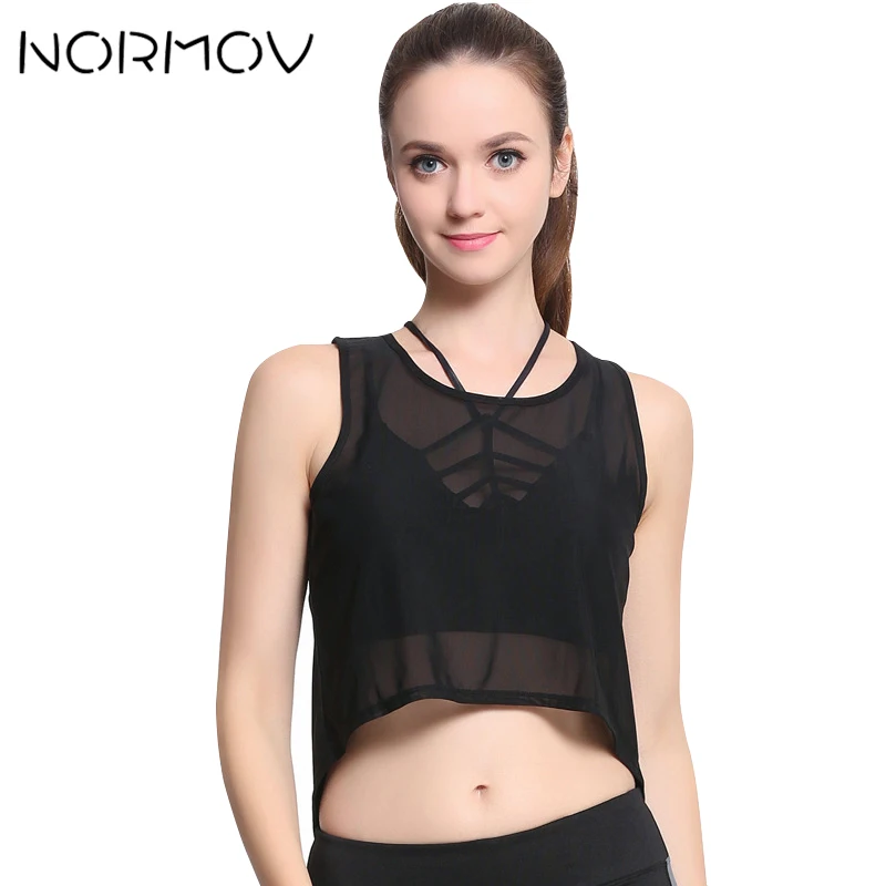 NORMOV Лето выдалбливают Йога Топ для женщин Свободная одежда фитнеса без рукавов