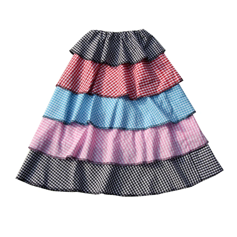 Brand Girls strapless dress plaid ruffles children off shulder sleeveless cake holiday beach summer ws534 | Детская одежда и обувь
