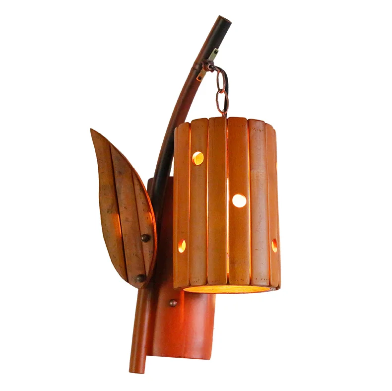 Традиционные Настенные светильники в сельском стиле из бамбука с перфорацией