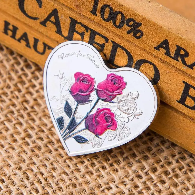 1 шт. сердечная Роза памятная монета I Love You эмуляция подарок на день Святого Валентина Свадебный декор монеты иностранных валют