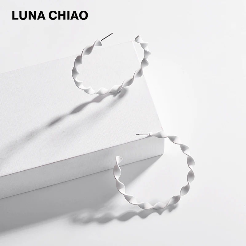 LUNA CHIAO модные ювелирные изделия витые круглые большие серьги-кольца матовые