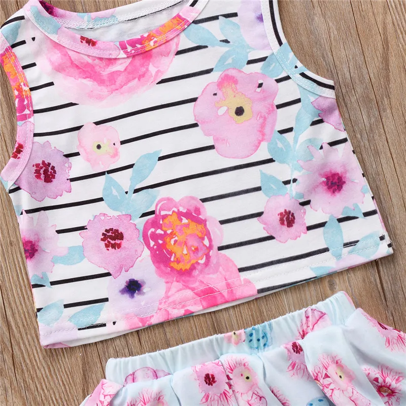 Летняя детская одежда Новинка 2018 года детские топы без рукавов + шорты пачки