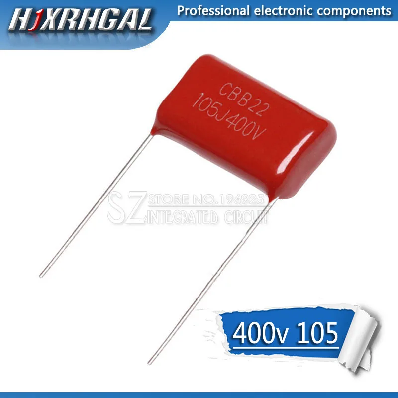 10 шт. 400V105 1 мкФ шаг 20 мм 400 в 105 1000NF CBB полипропиленовый пленочный конденсатор