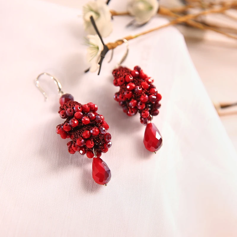 ROSE LIFE 2018 New Bohemian hand-woven crystal earrings Fashionable Lady Earrings | Украшения и аксессуары