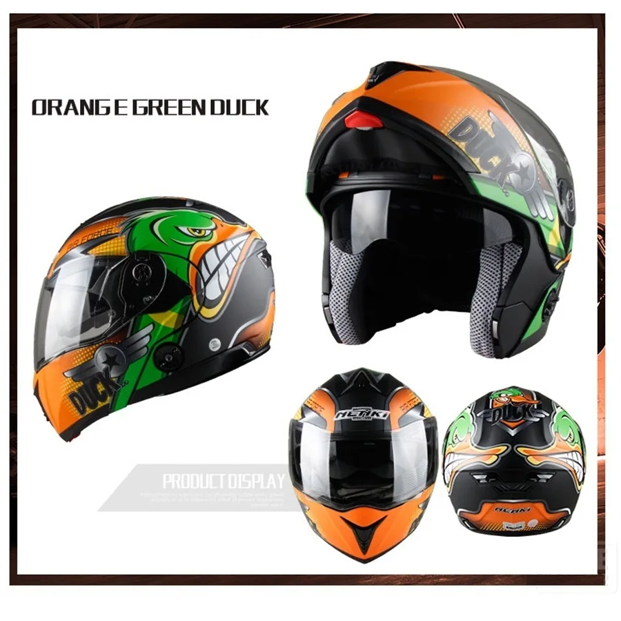 1 шт NENKI DOT полный шлем для лица Capacete Casco шлем для гонок по бездорожью мото шлемы с двойными линзами мотоциклетные шлемы - Цвет: orange duck